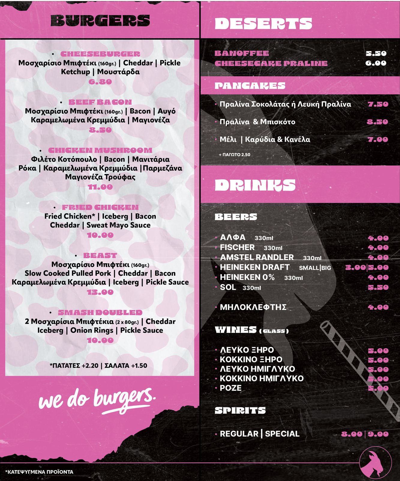 Μενού Lobby Χαλκίδα — burgers, γλυκά, ποτά